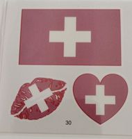 WM 2926 Schweizer Flagge Herz Kussmund Aufkleber Set Tattoo 