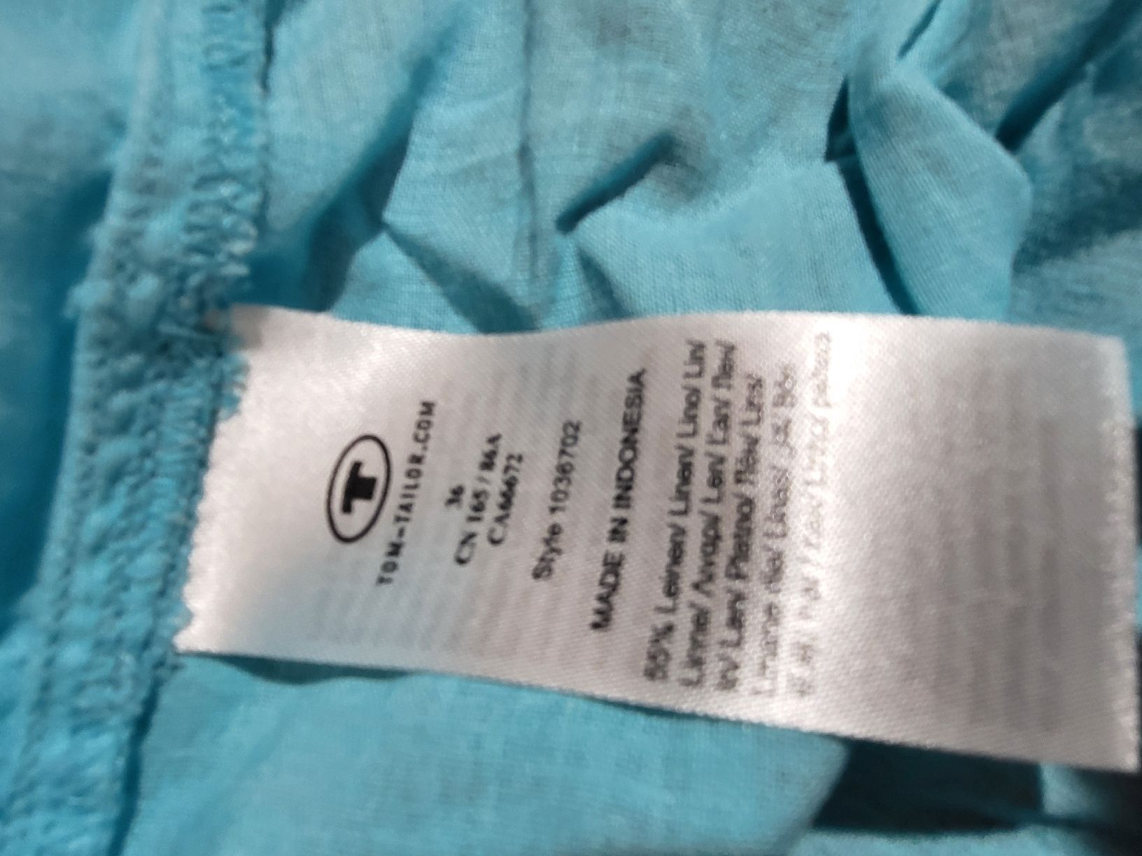 Tom Tailor Top: Top Tom Tailor turquoise lin, Taille 36 – Usato da Niedergösgen venduto da Eva2410 7