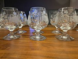 6 Kristall Cognacgläser geschliffen
