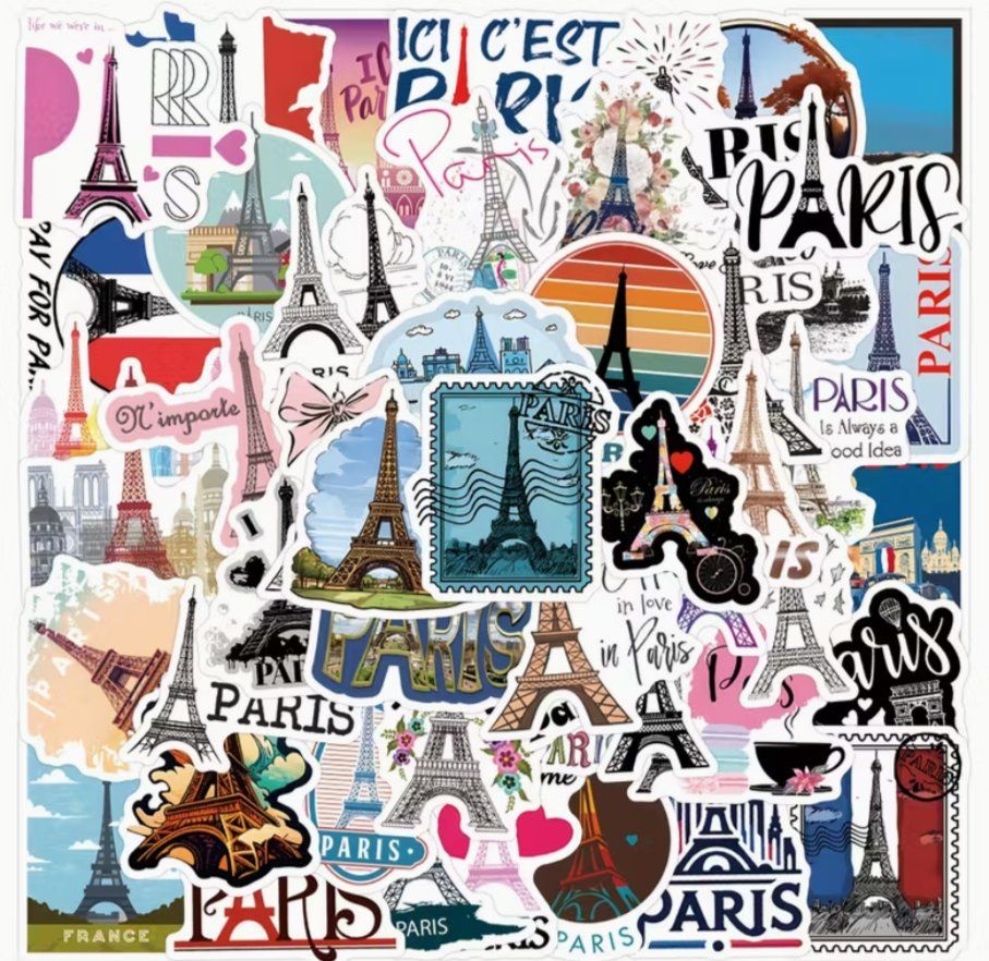 Sticker: 50 Sticker Aufkleber Paris Frankreich – Nuovo e nell'imballaggio originale da Dintikon venduto da Vexi
