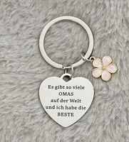 EDELSTAHL SCHLÜSSELANHÄNGER, FÜR OMA, HERZ NEU