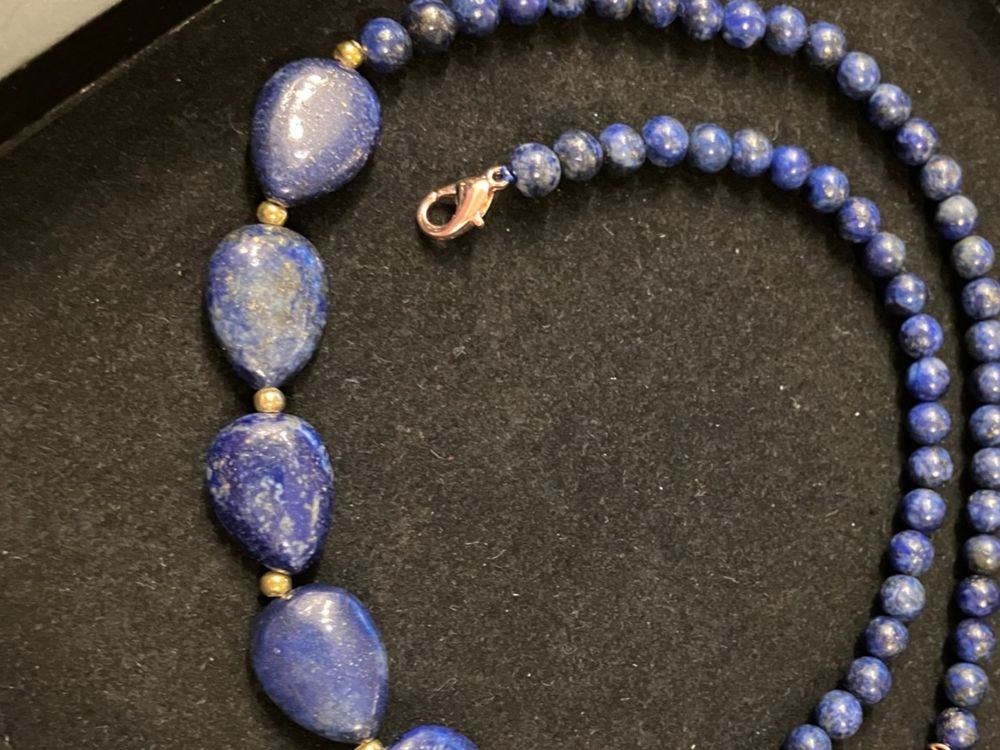 Collier Femme Avec Pendentif En Lapis-lazuli Bleu - Thème égyptien - Neuf Sans Emballage
