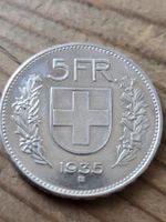 5 Franken Münze Schweiz 1935 Silber guter Zustand