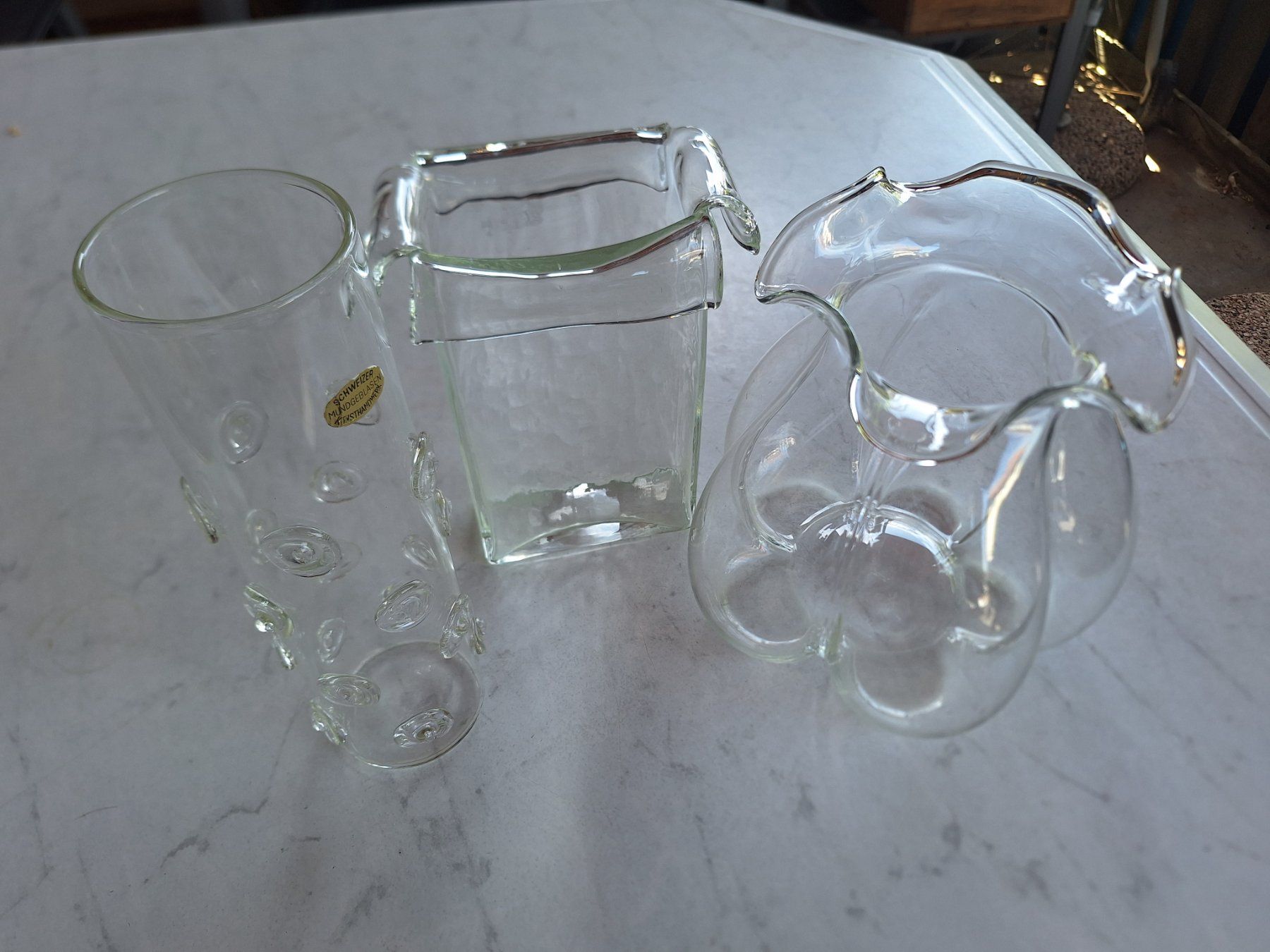 Vasi & Recipienti: VINTAGE 3ER SET VASEN VASE GLASVASE – Usato da Huttwil venduto da Kunterbuntli