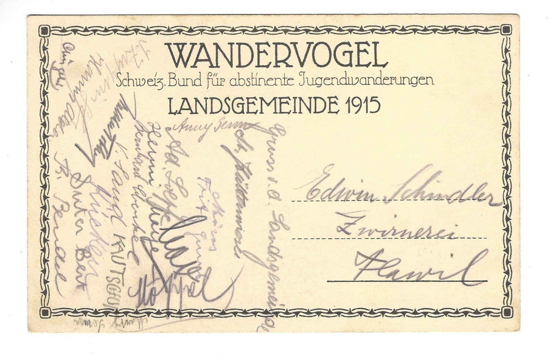 Cartoline postali: AK Wandervogel Landsgemeinde 1915 Flawil Suter – Usato da Frauenfeld venduto da ZAZ12 1