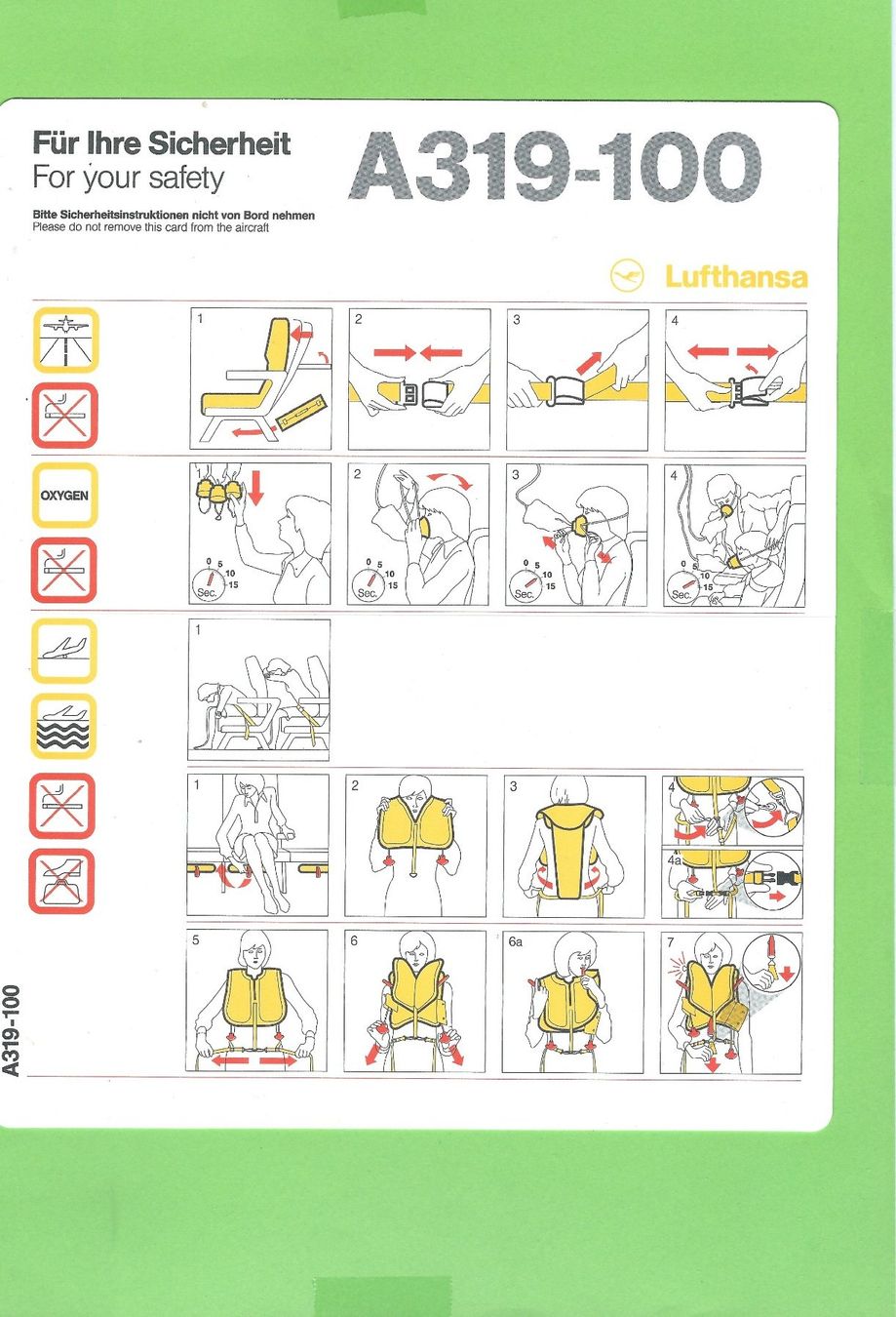 Cartoline: Lufthansa, A319-100, Safety Card, , – Usato da Zürich venduto da t24_de