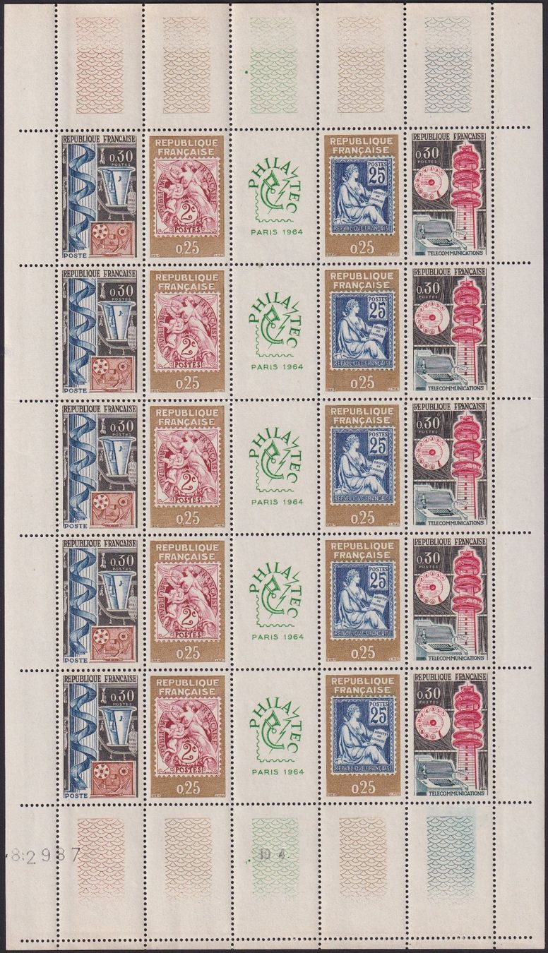 Alle Briefmarken: 1964, kompletter Sonderbogen Frankreich postfrisch **. – Gebraucht aus Sursee von Luzernerraute