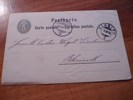 uralte Ganzsache 1886, o Mammern - o Kreuzlingen - o Rheinec