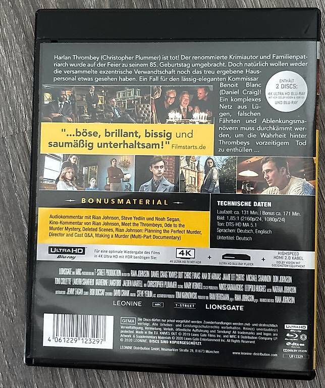 Alle DVDs: Knives Out 4K UHD Bluray  – Gebraucht aus Winterthur von Geilotime 1