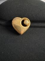 Herz Broche Goldfarben mit Stein guter Zustand