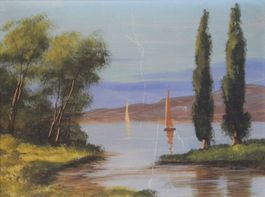 Seeuferpartie im Sommer signiert 1928