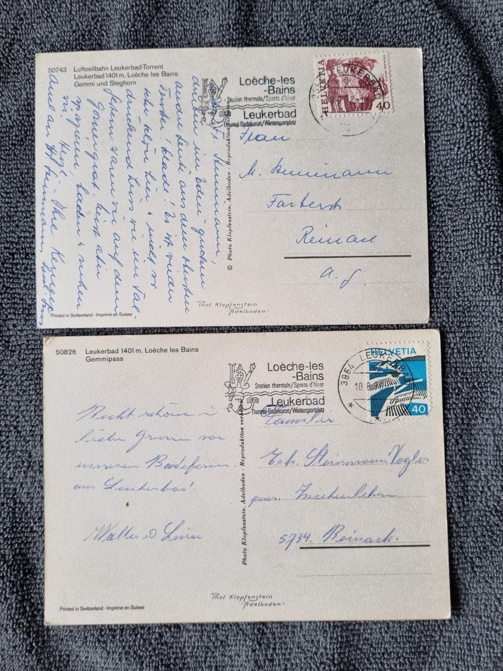 Cartoline postali: Leukerbad 1976/78 2 Ansichtskarten Postkarten mit Marken – Usato da Reinach AG venduto da Cme 1