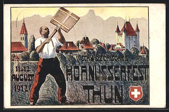 Cartoline postali: Thun, V. Schweizerisches Hornusserfest 1 – Usato da Berlin venduto da bartko-reher