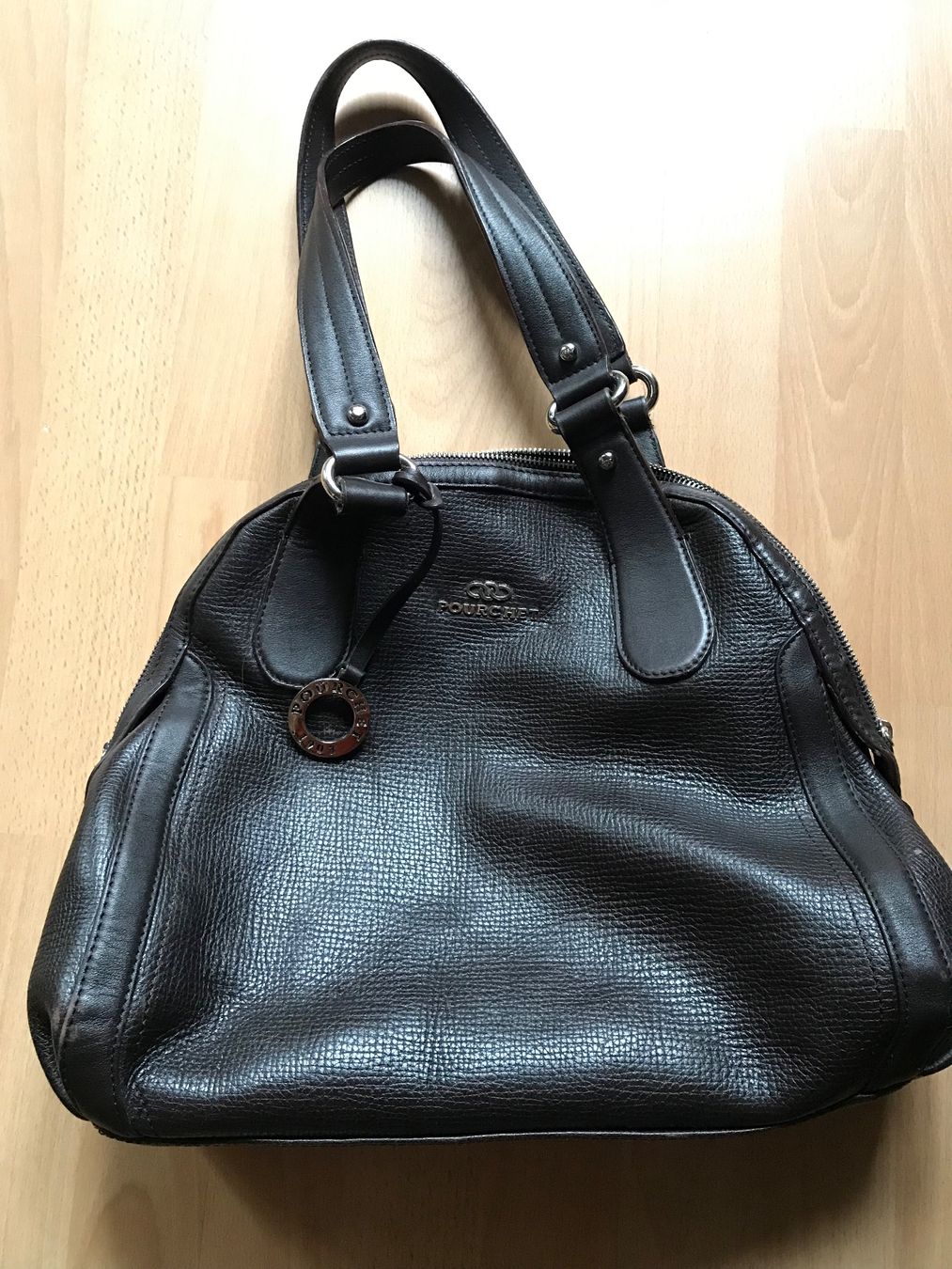 Borse: sac à main en cuir brun marque Pourchet – Usato da La Neuveville venduto da e_perriard