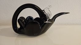 Contenitore in vetro cigno nero (forse Murano)