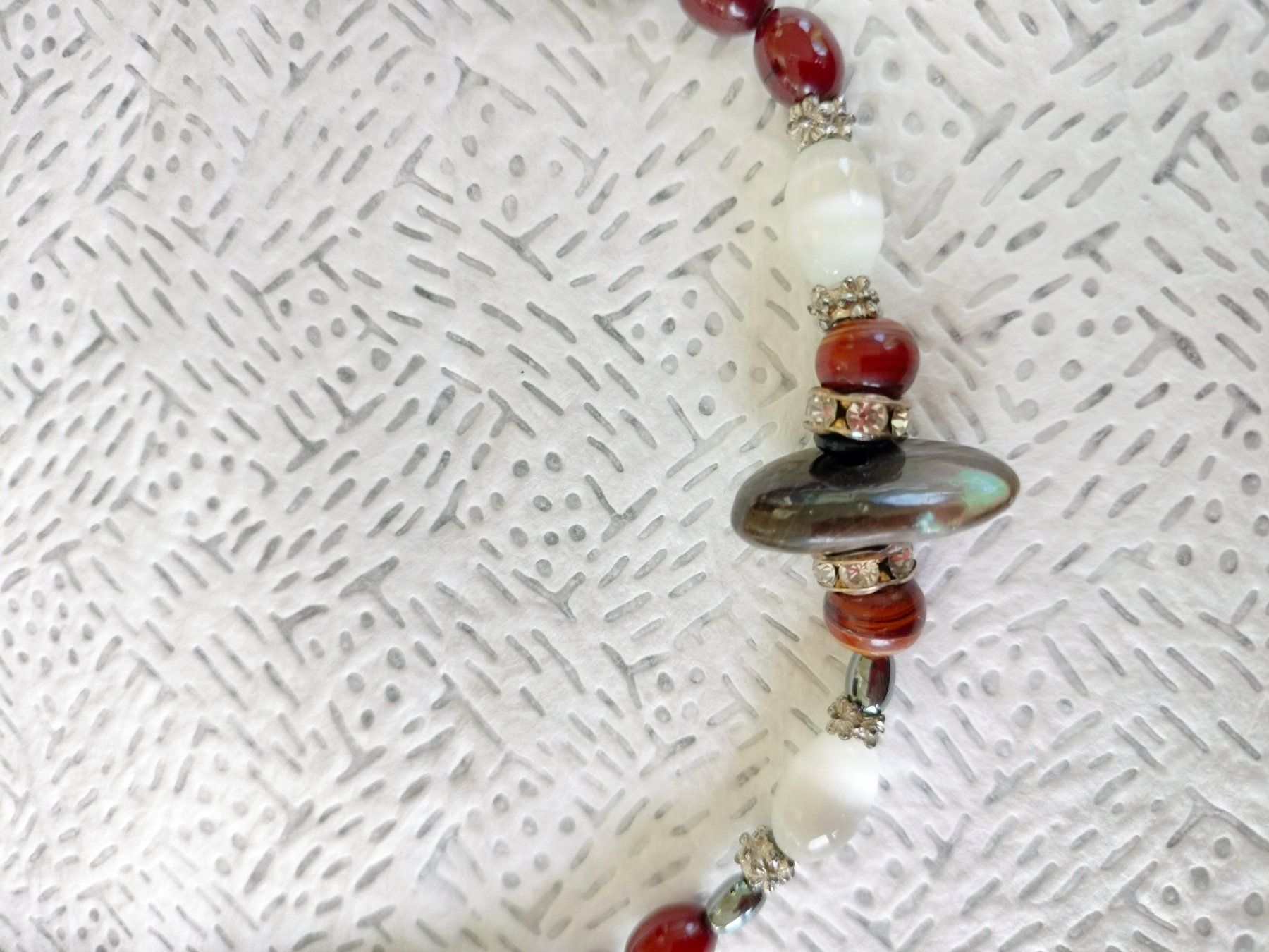 Catenine: Collier jaspe rouge brun, hématite, perle... – Usato da Cortaillod venduto da rozinna 1