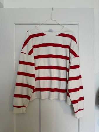 Sweatshirt, Weiss-Rot gestreift
