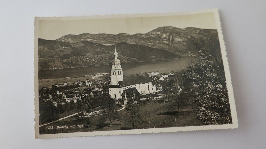 Cartoline postali: Buochs / NW - mit Rigi - 1945 – Usato da Jona venduto da centumprata