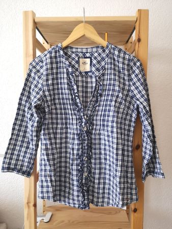 HOLLISTER Bluse Hemd Gr. S blau-weiss kariert
