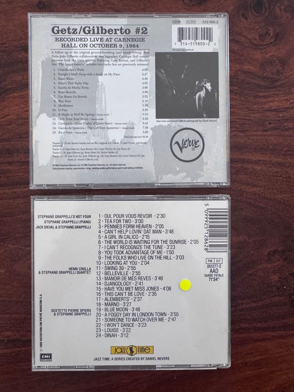 CD: 2 Jazz CDs Getz Gilberto und Stephane Grappelli Set – Usato da Zürich venduto da 2013tg 1