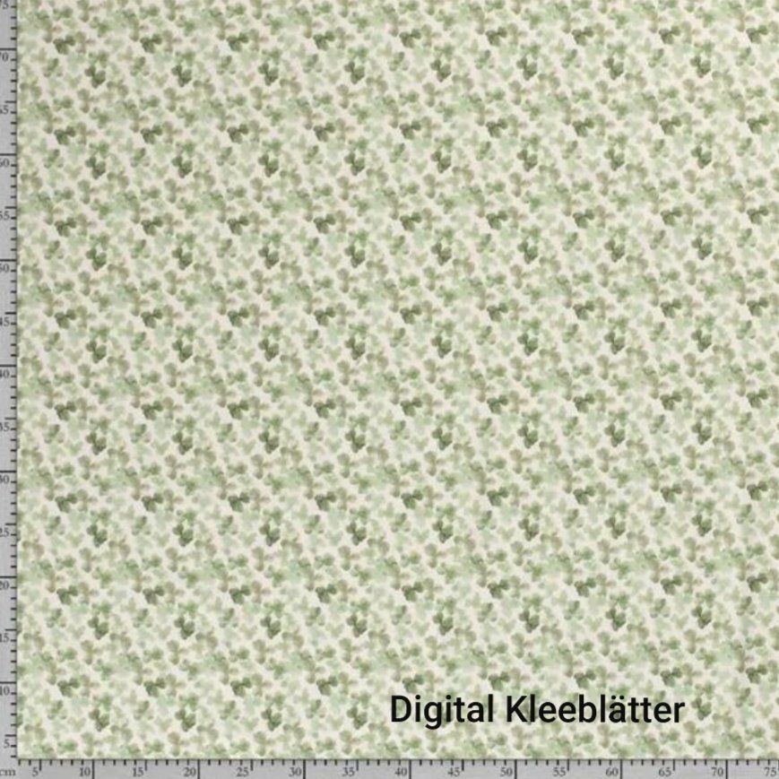 Tessuti: Baumwolljersey Digital Kleeblätter creme – Nuovo e nell'imballaggio originale da Steg im Tösstal venduto da J.Kreisl 1