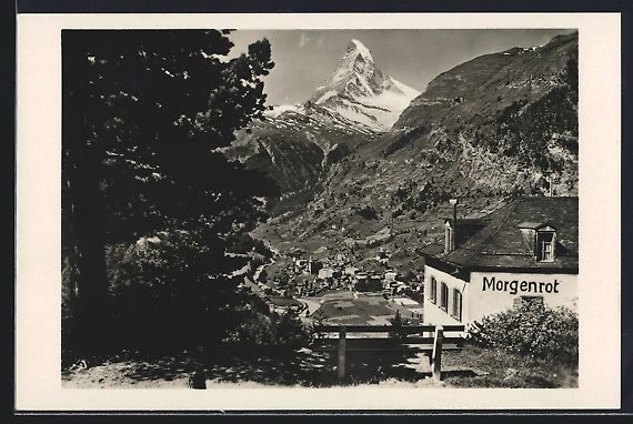 Cartoline postali: Zermatt, Hotel Pension Morgenrot mit Tei – Usato da Berlin venduto da bartko-reher