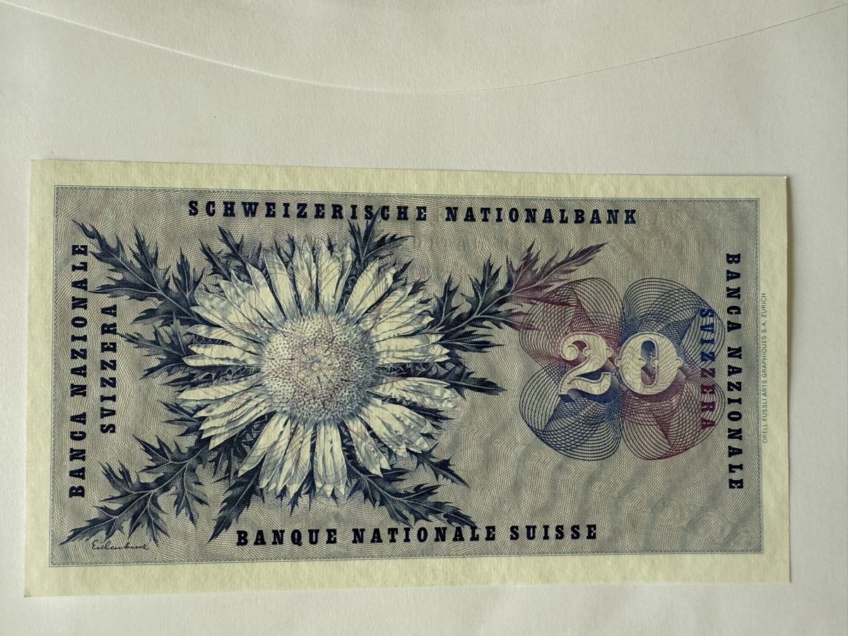 Banknoten: Billet Fr. 20.- /1961 - Bankfrisch – Neu (gemäss Beschreibung) aus Chapelle-sur-Moudon von Chamard78 1