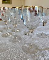 6 Vintage Sherry-/Likörgläser – dekoriert mit Goldrand