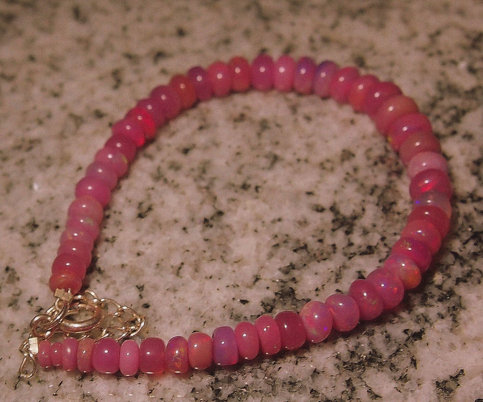 Bracciali & Braccialetti: Arm- oder Fusskette aus schönsten rosa Feueropalen! – Nuovo e nell'imballaggio originale da Reinach BL venduto da rumablum 7