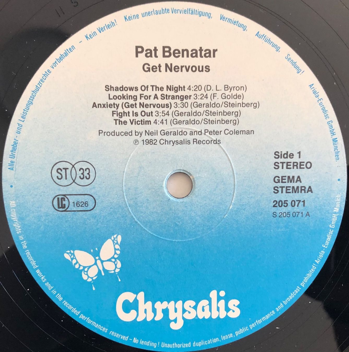 Schallplatten: PAT BENATAR - GET NERVOUS – Gebraucht aus Poliez-Pittet von Newtown-Records 2