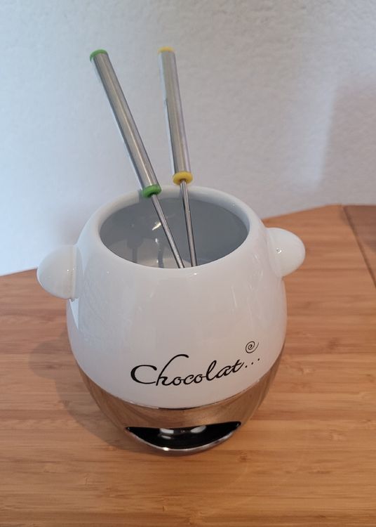 Caquelon Fondue Pour 2 Personnes Avec Fourchettes - Céramique Avec Brûleur Pour Chocolat Fromage