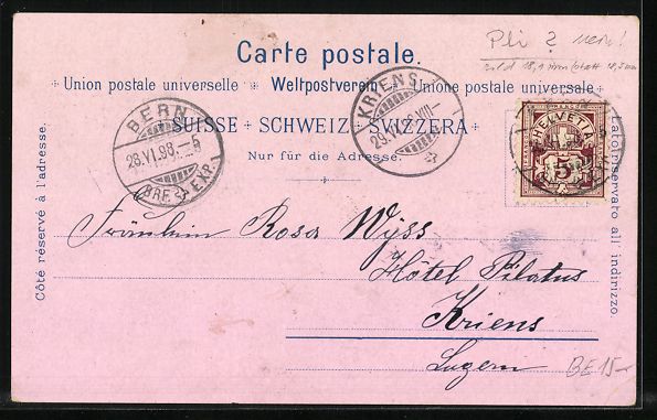 Cartoline postali: Litho Bern, Ortsansicht mit Uhrenturm – Usato da Berlin venduto da bartko-reher 1