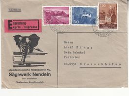 LBK 327, 330, 335 auf Brief Sägewerk Nendeln