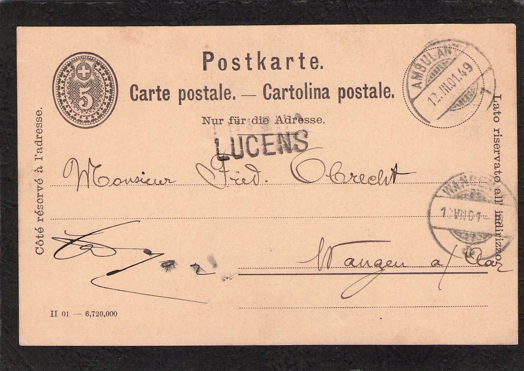 Tutti i francobolli: GS 5 Rp , Stabstempel Lucens  , 12.Vll.1901 – Usato da Reichenburg venduto da Pipo-67