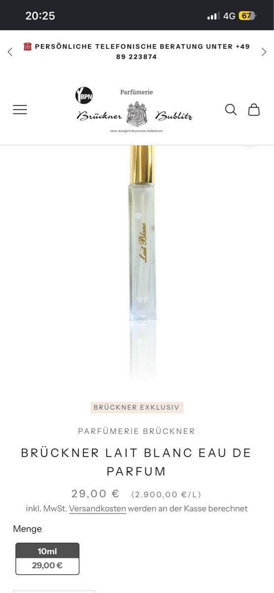 Profumi & Eau de Toilette: Brückner - Lait Blanc Eau de Parfum, 10ml – Usato da Oberdorf BL venduto da Fiomina1 3