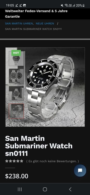 San Martin Submariner no date (Rolex) Hommage NEU OVP (Neu und