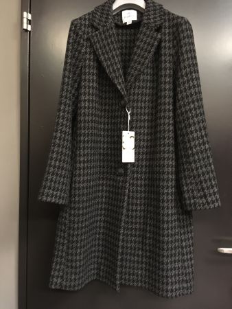 Piu & Piu Woll Mix Mantel Pied de Poule schwarz grau Gr 36