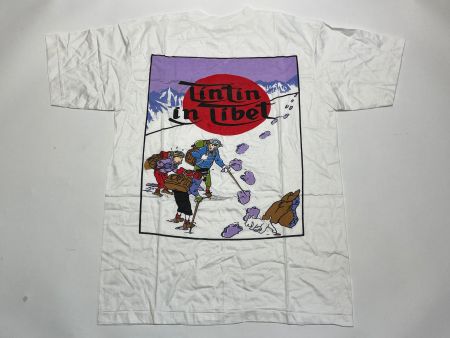 Vintage 90s T-Shirt Tintin Double Print New Under Blister L