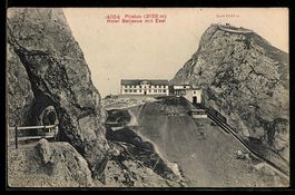 AK Pilatus, Hotel Bellevue mit Esel, Felsdurchbruch
