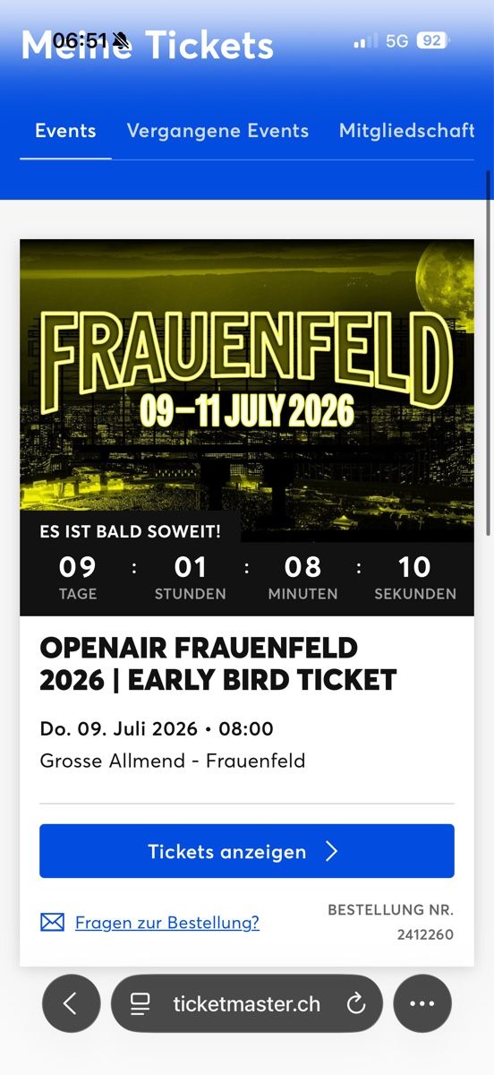 Biglietti: Openair Frauenfeld Ticket earlybird – Nuovo e nell'imballaggio originale da Nürensdorf venduto da ant_yfb7
