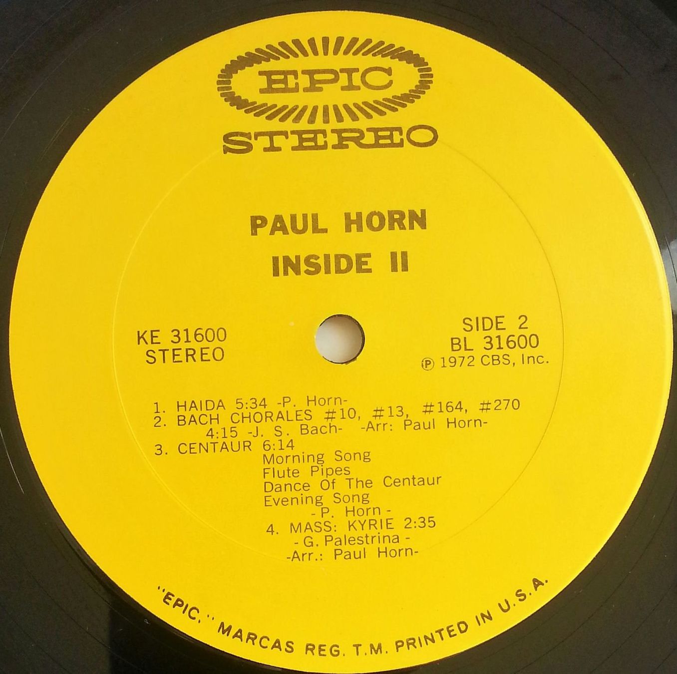 Schallplatten: LP Vinyl:  PAUL HORN - INSIDE II, 1972 – Gebraucht aus Oberriet SG von Manick 3