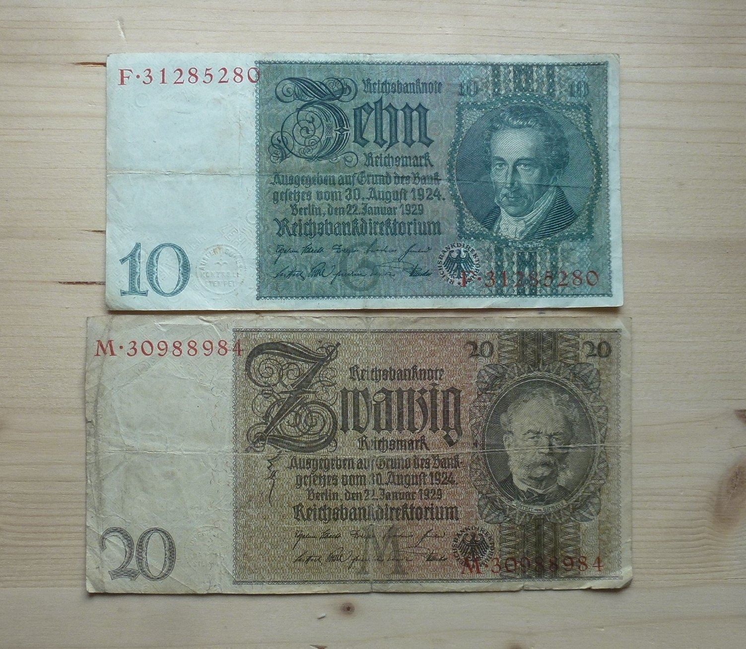 Banconote: DR ++ 10, 20, 50 und 100 Reichs-Mark – Usato da Walkringen venduto da Casablanca777 1