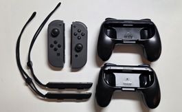 Nintendo Switch Joy-Con Grau Set + 2 Orzly Grips + Straps