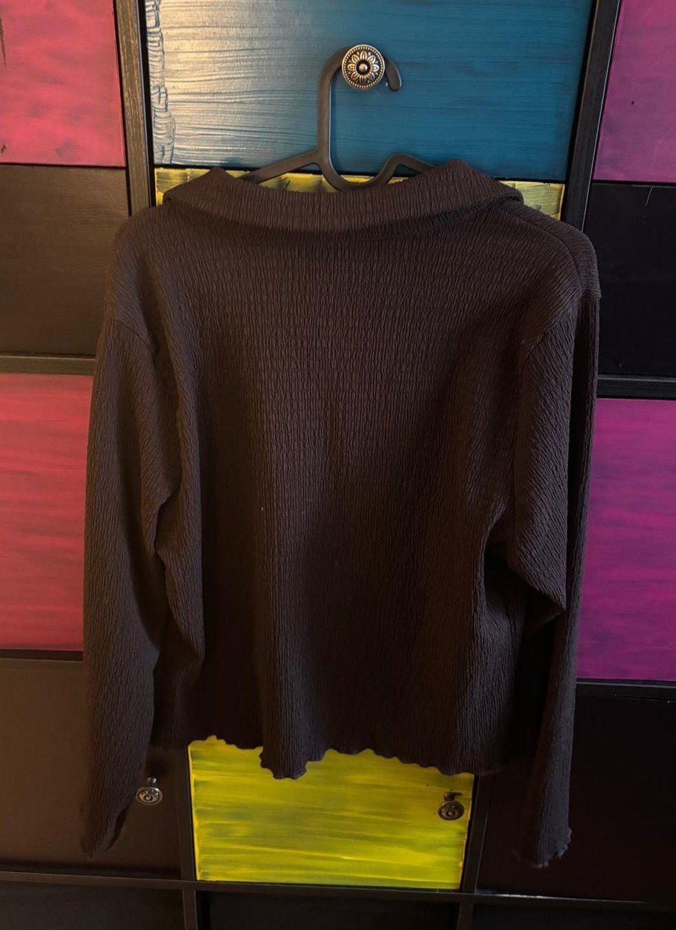 Shein Camicette: Braune Bluse mit Kragen, Langarm, Gr. S – Usato da Bülach venduto da reaos 4