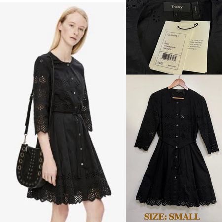 Theory Black Cotton Dress [Rrp$475]