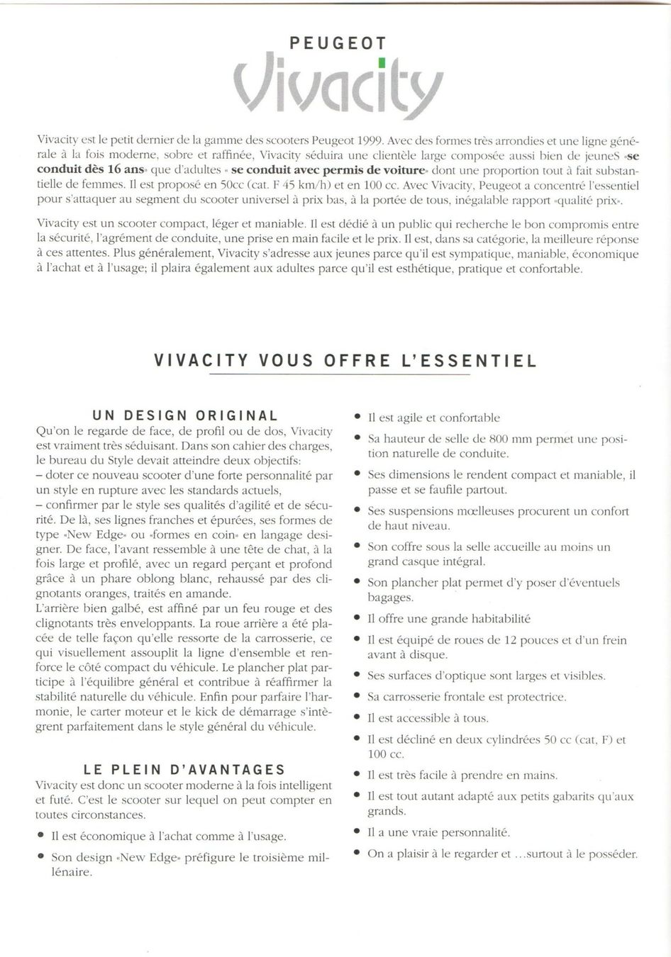 Peugeot Scooter: Peugeot Vivacity Roller - Originalprospekt – Usato da Malans GR venduto da Chueche427 1