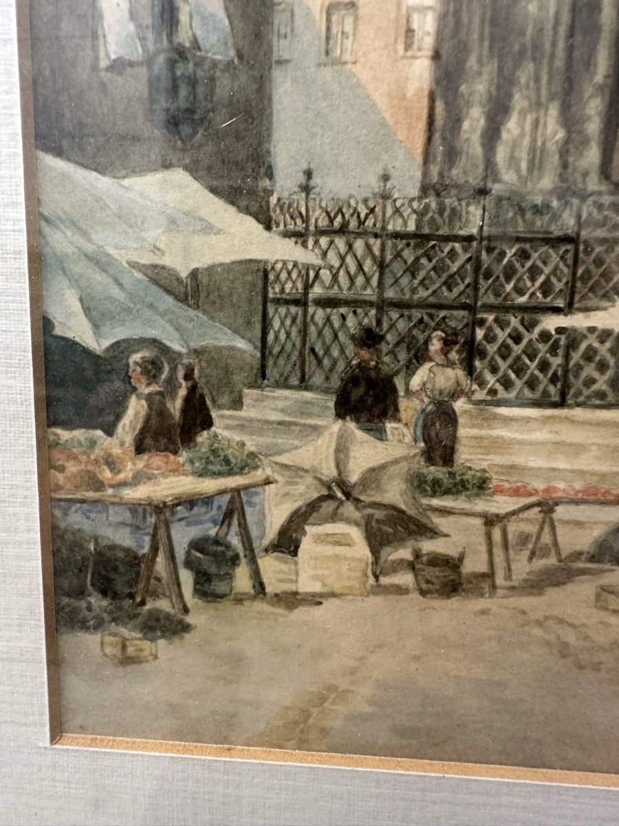 Gemälde: Cezanne Gemälde Aquarell Marktansicht – Gebraucht aus Ebikon von Gaenggeliwaar 1