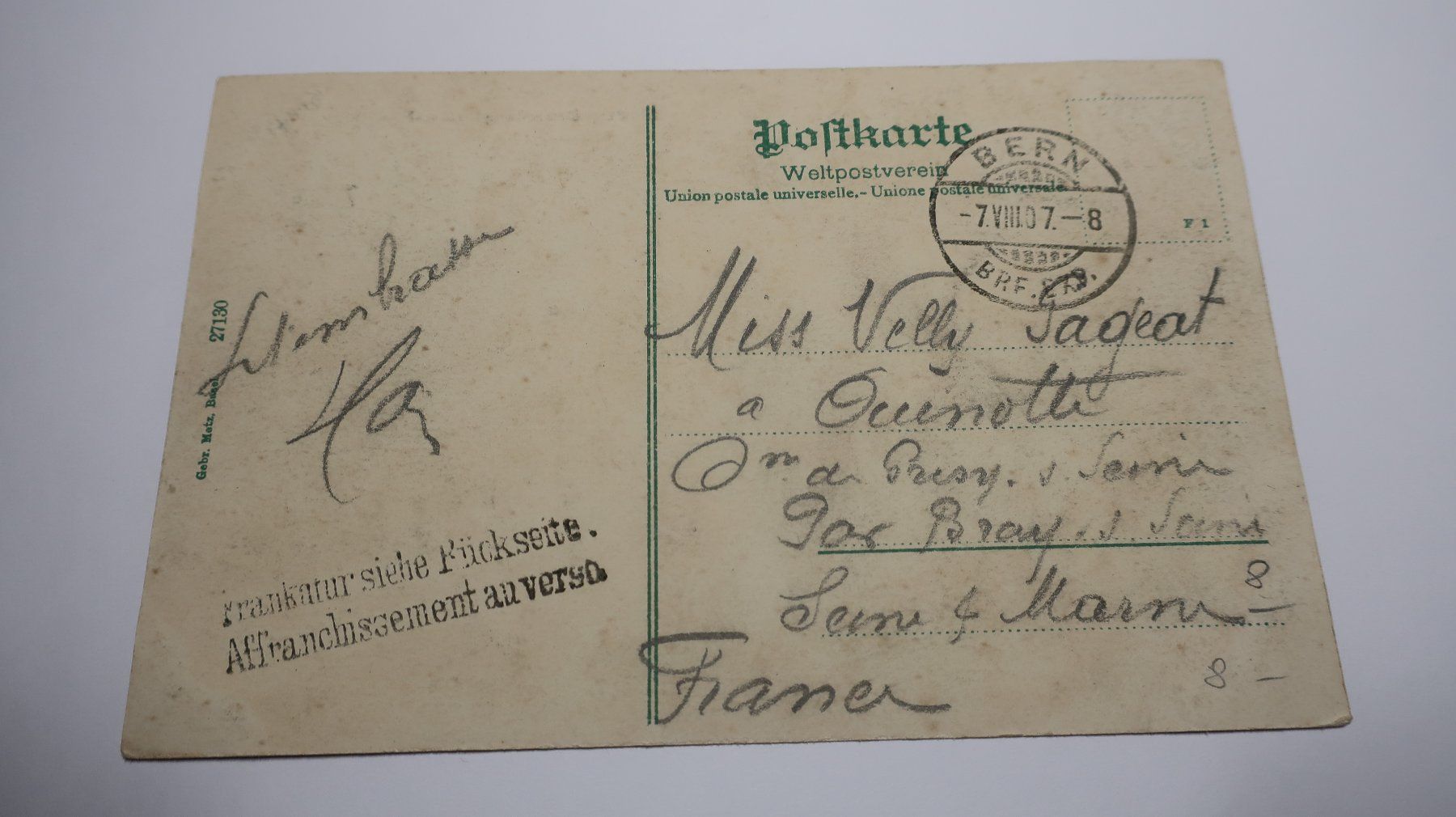 Cartoline postali: Bern Bubenbergdenkmal  1907 – Usato da Cormoret venduto da Pascalll2001 3