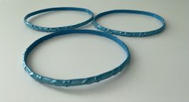 3er Set Armreifen, hellblau, fein gemustert