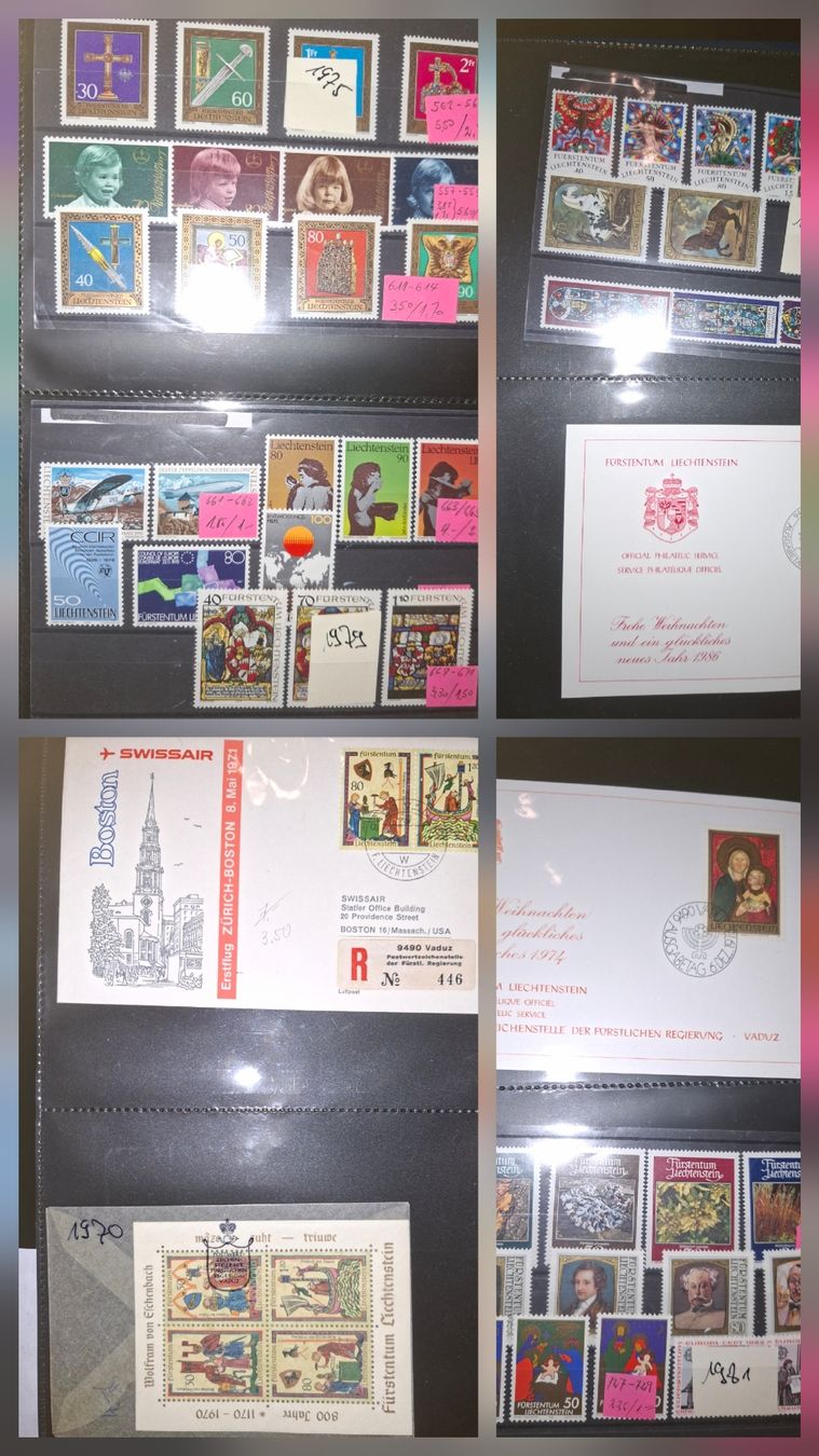 Tutti i francobolli: Briefmarkensammlung Liechtenstein Div. Marken / Briefe  – Usato da Balgach venduto da SIMEON27 1